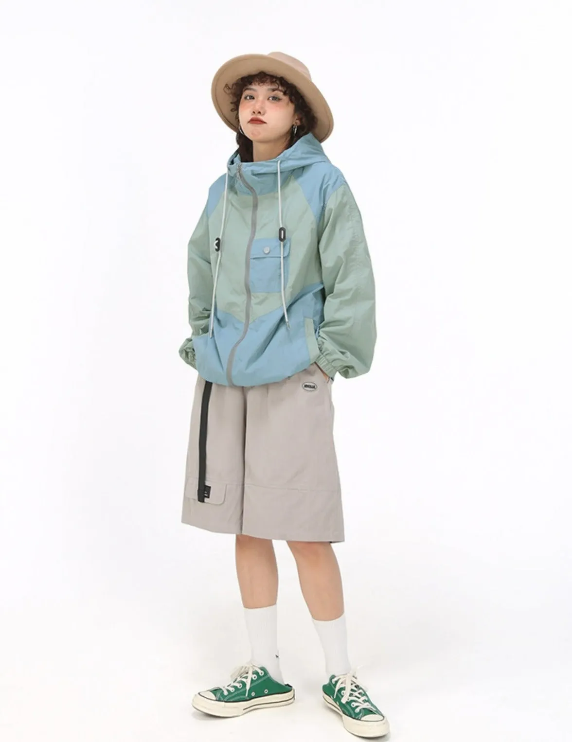 Color Block Hooded Windbreaker