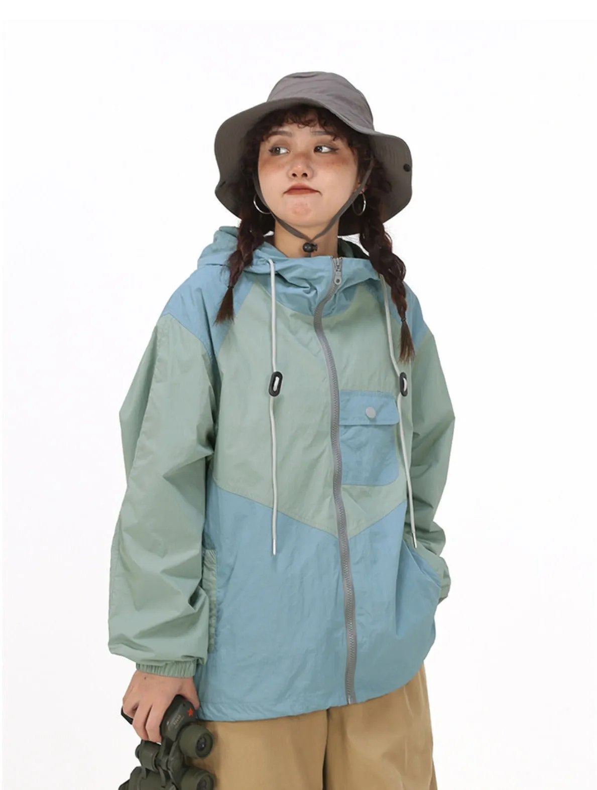 Color Block Hooded Windbreaker
