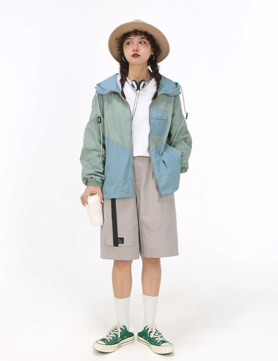Color Block Hooded Windbreaker