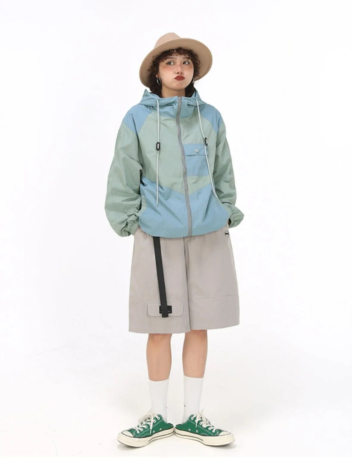 Color Block Hooded Windbreaker