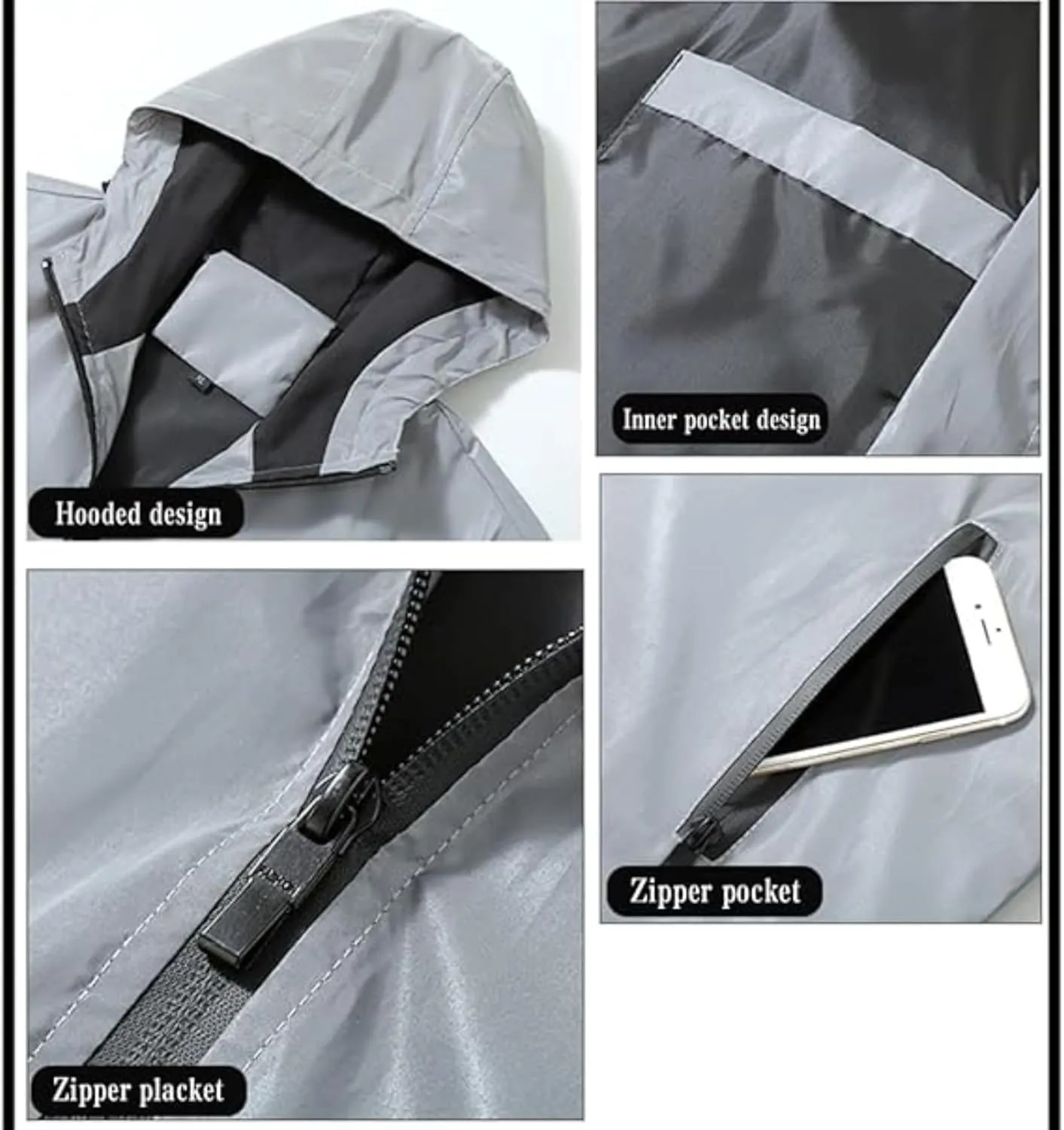 Color-Shifting Reflective Windbreaker Jacket, Night Runs, Rides Color-Shifting, for Men Lightweight Running Coat
