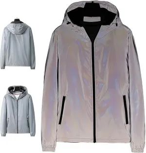 Color-Shifting Reflective Windbreaker Jacket, Night Runs, Rides Color-Shifting, for Men Lightweight Running Coat