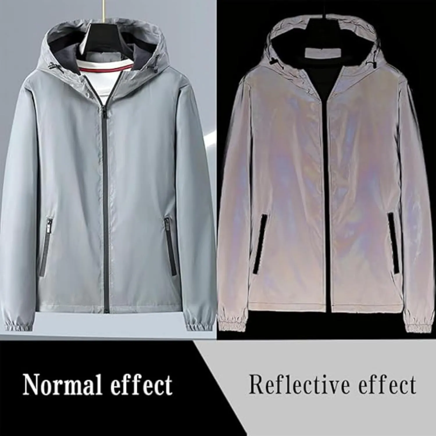 Color-Shifting Reflective Windbreaker Jacket, Night Runs, Rides Color-Shifting, for Men Lightweight Running Coat