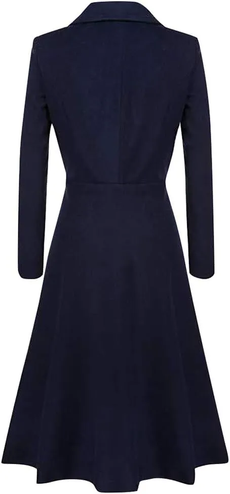 cooki Trench Coat for Women 2023 Long Single Breasted Pea Coat Winter Wool Blend Overcoat Notched Lapel Slim Jacket Overcoat