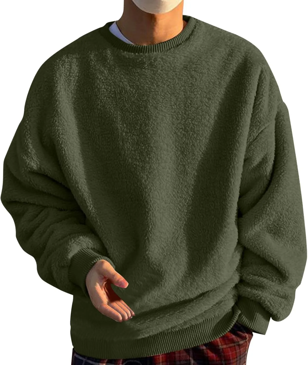 Crewneck Sweatshirts for Men Loose Fit Long Sleeve Solid Causal Pullover Shirts Lightweight Gym Athletic Shirt