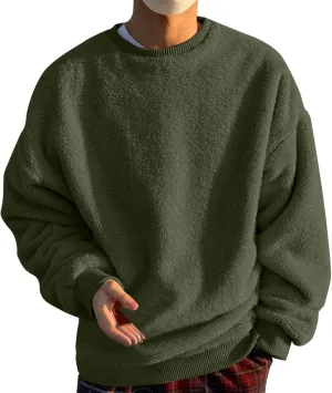 Crewneck Sweatshirts for Men Loose Fit Long Sleeve Solid Causal Pullover Shirts Lightweight Gym Athletic Shirt