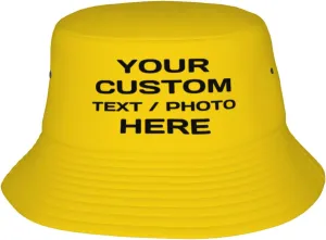 Custom Bucket Hats for Women Men Personalized Sun Hat Fisherman Cap for Summer Travel Beach Design with Text Photo Logo