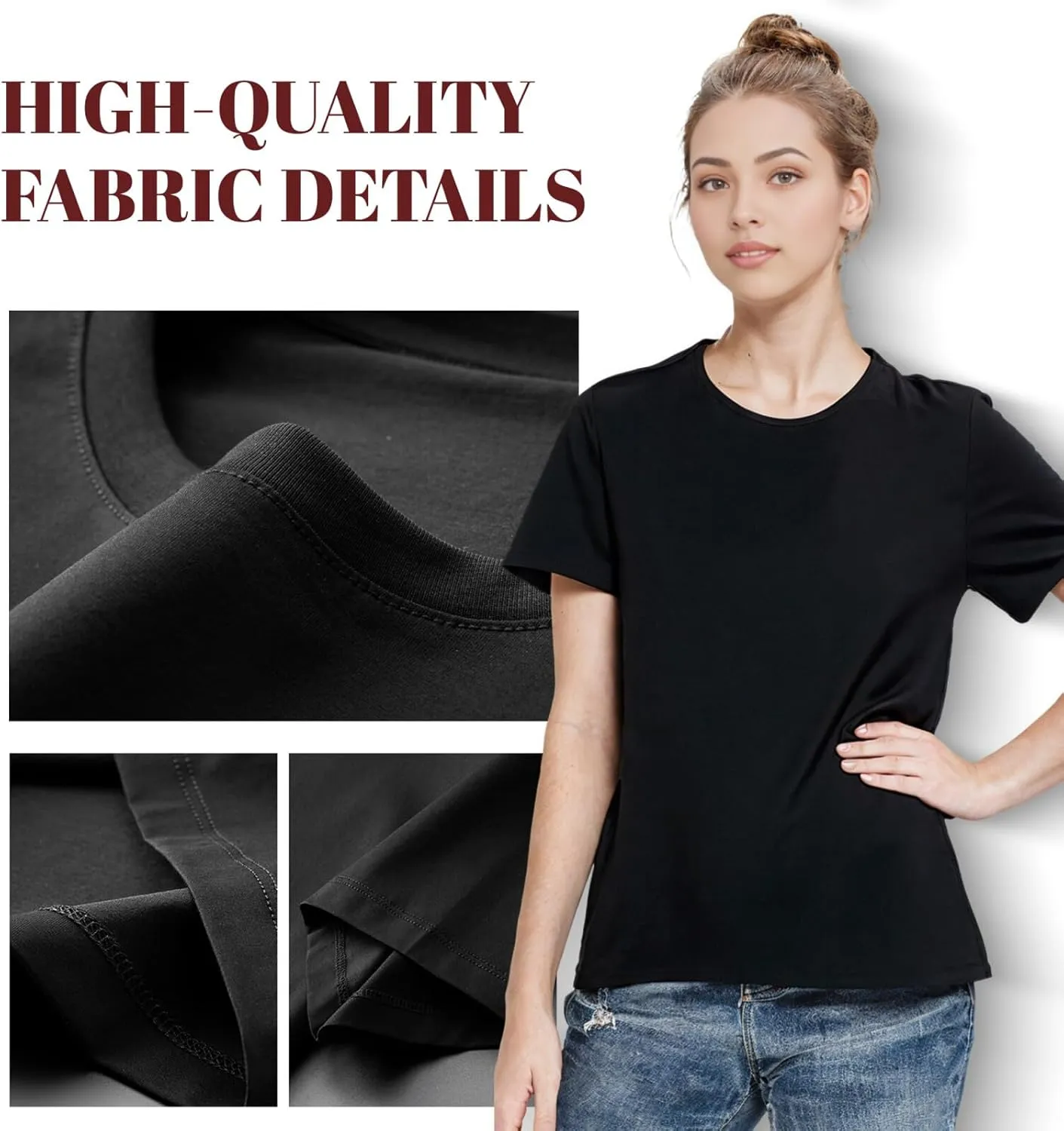 Custom T-Shirts Personalized Women Crewneck T Shirts Front and Back Printed T Shirt Supports Picture Text, and Image