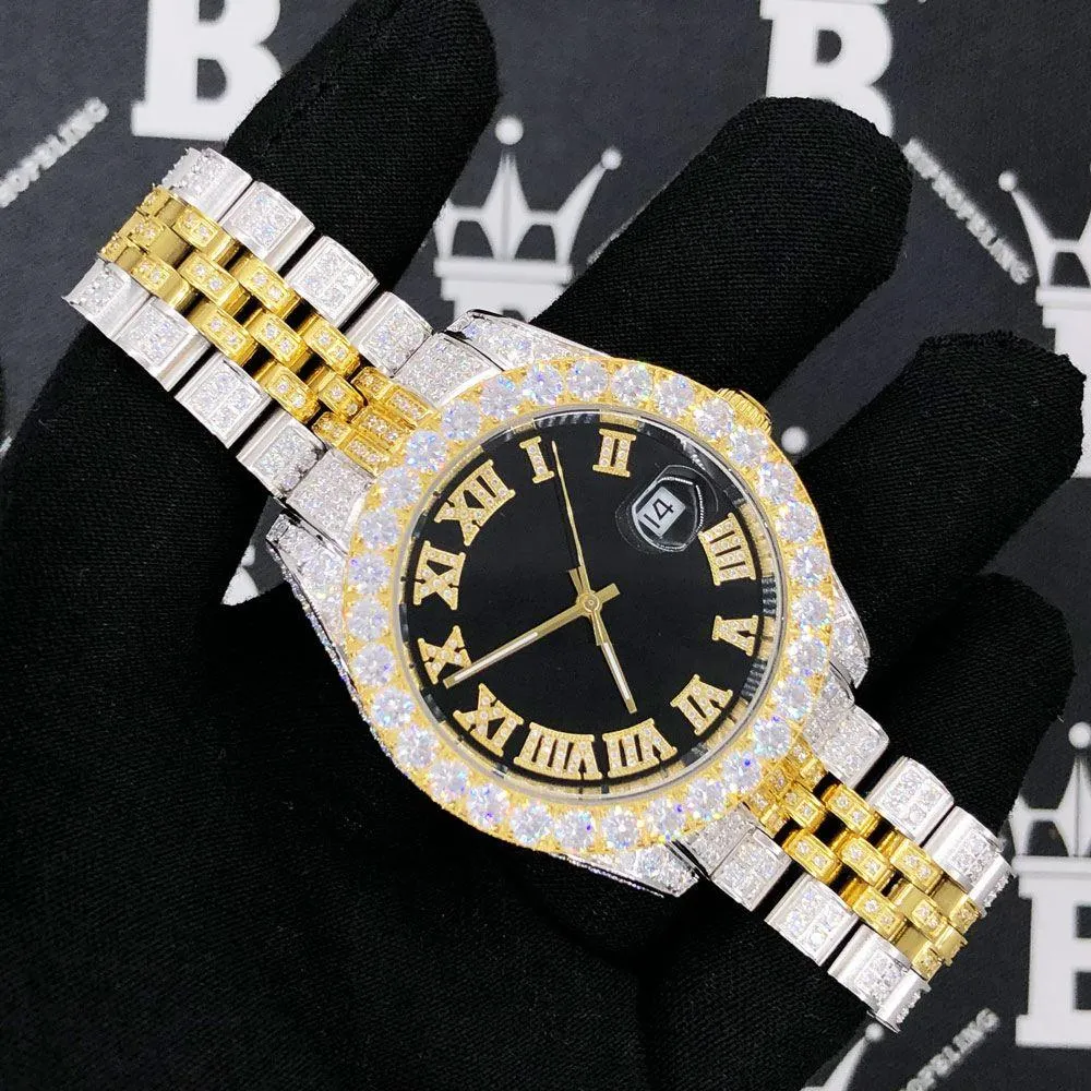 CZ Railroad Tracks 41MM Stainless Steel Micro Pave Watch