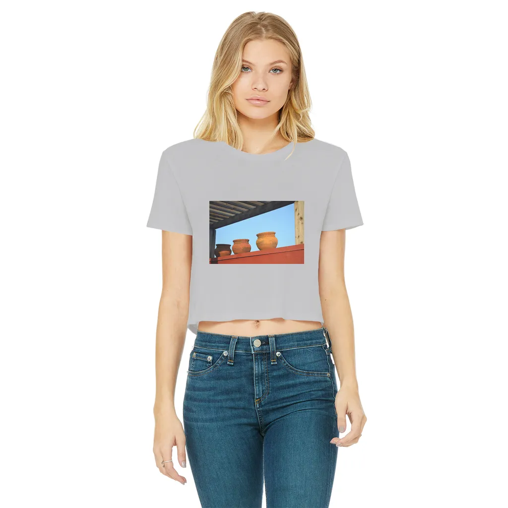 DecorativeVases2 Classic Women's Cropped Raw Edge T-Shirt