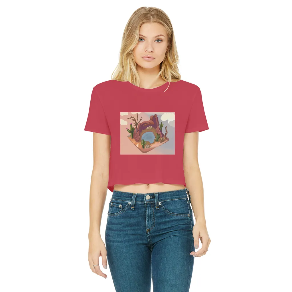 Desert Rocks Classic Women's Cropped Raw Edge T-Shirt
