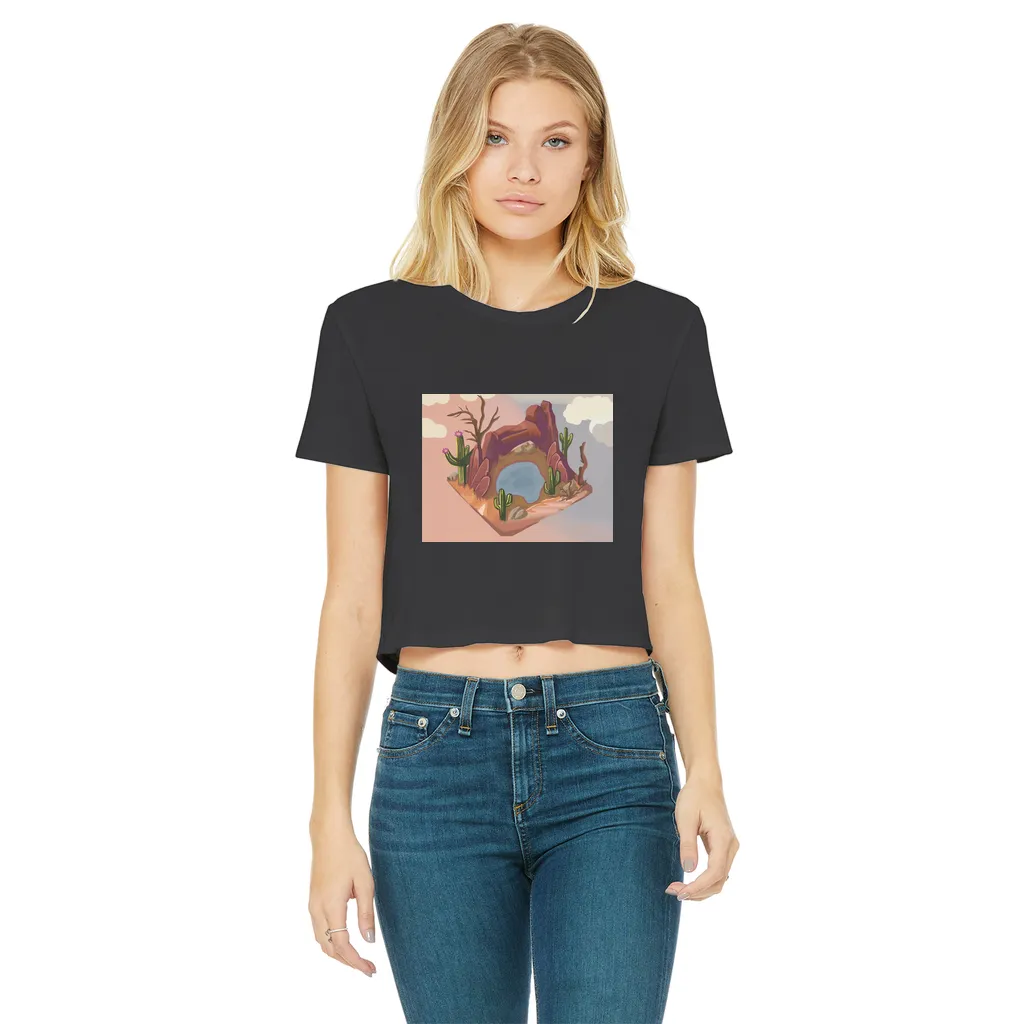 Desert Rocks Classic Women's Cropped Raw Edge T-Shirt