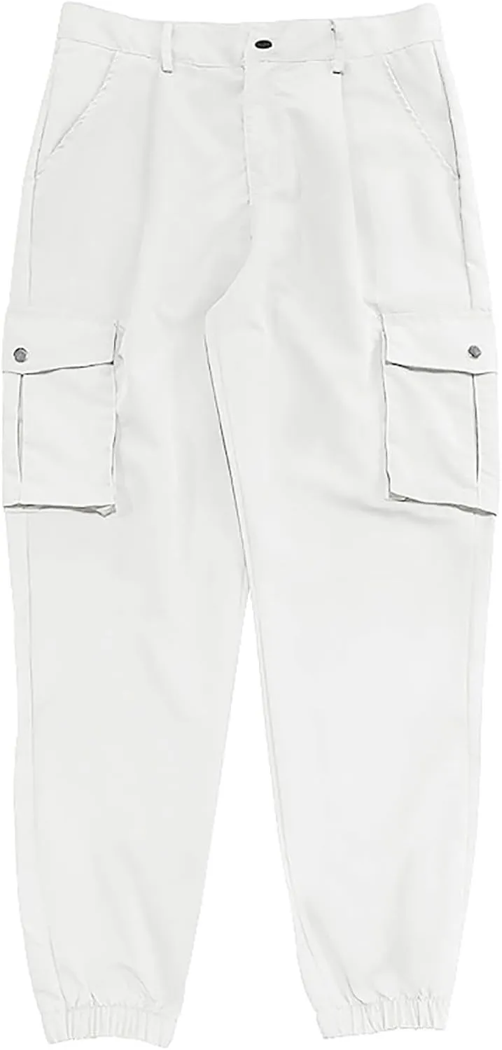 Dgoopd Straight Leg Cargo Pants Men Drawstring Elastic Waist Casual Cargo Pant Mens Cargo Work Pants with Multi Pocket