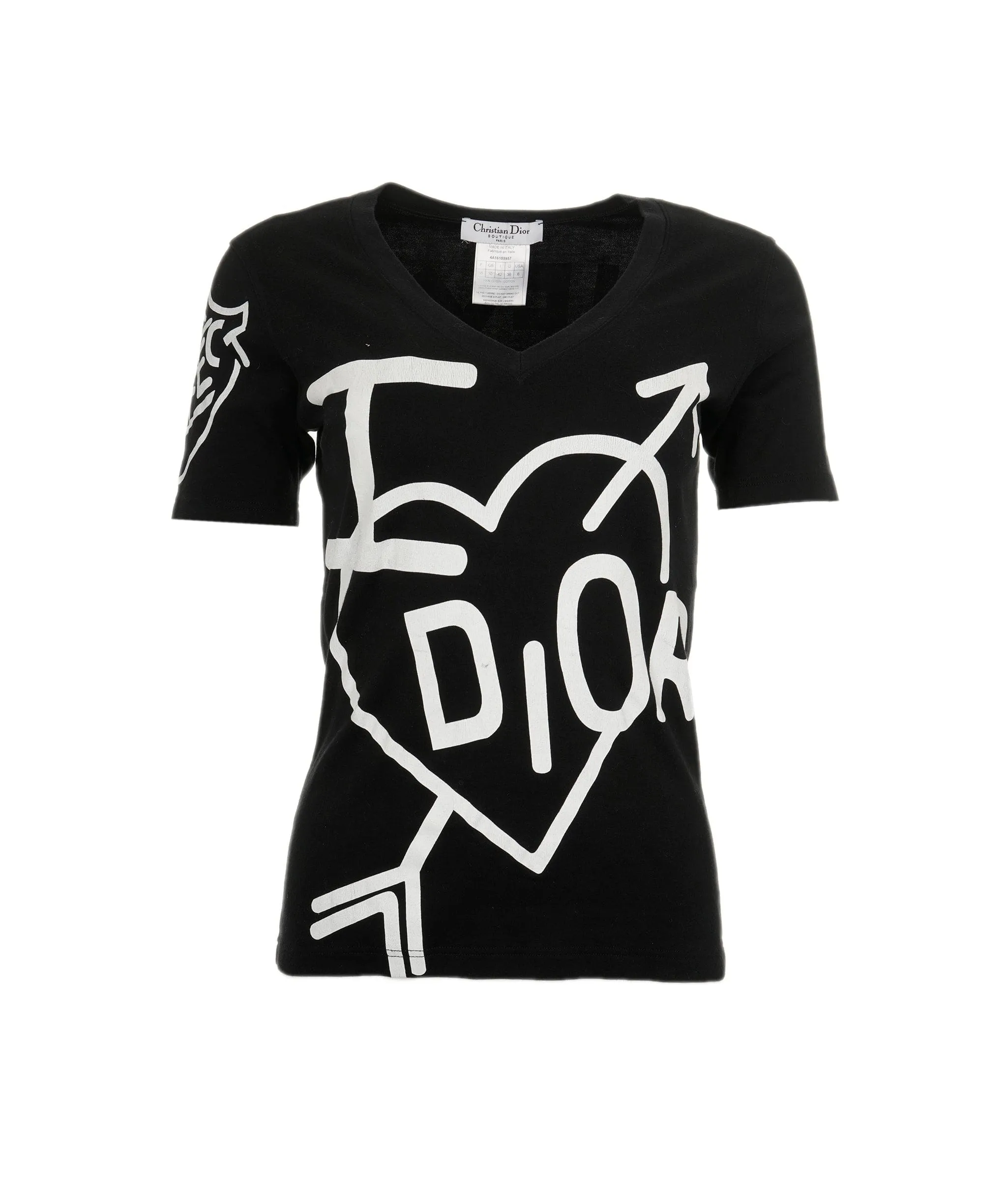Dior Heart Logo V-neck T-shirt Black ASL4504