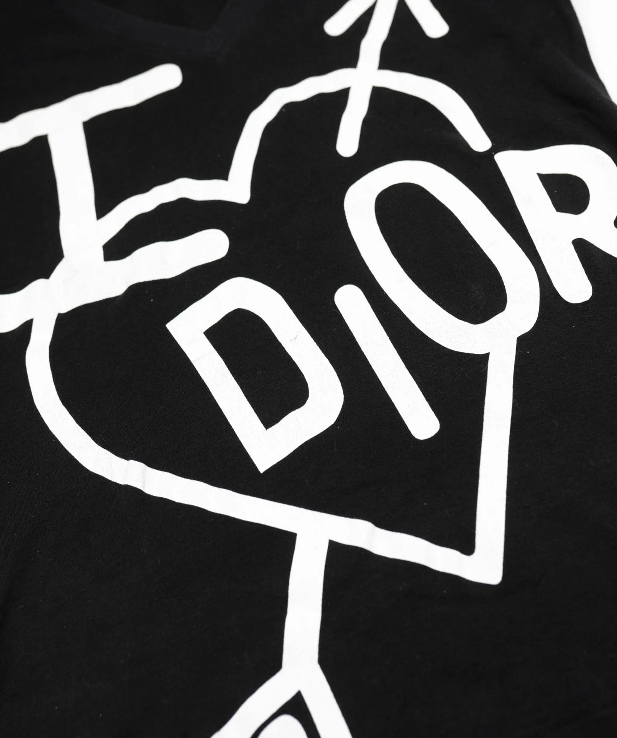Dior Heart Logo V-neck T-shirt Black ASL4504