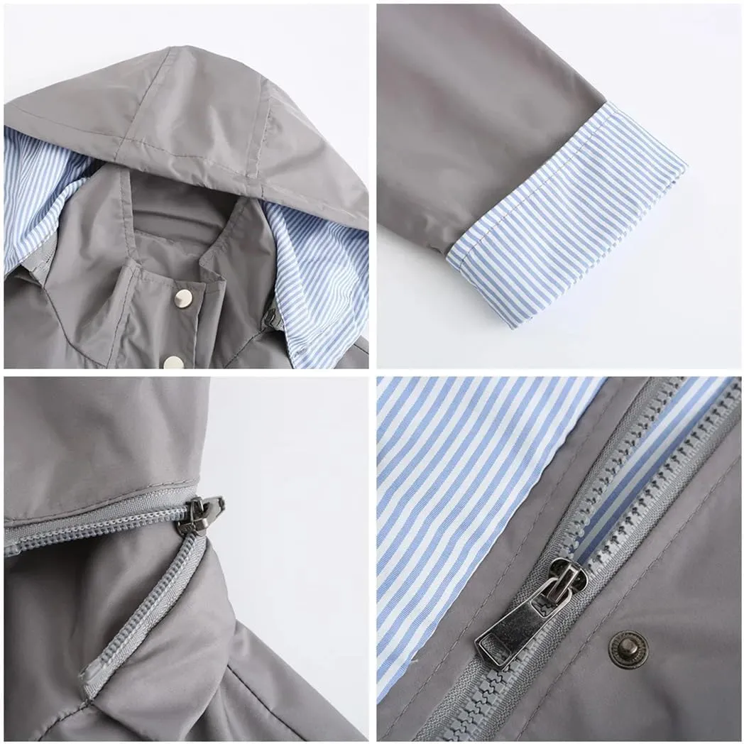 Dninmim Jackets for Women Women Hooded Hiking Jacket Outdoor Jackets Long Sleeve Zipper Coat Outwear