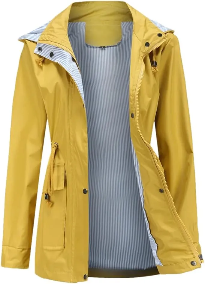 Dninmim Jackets for Women Women Hooded Hiking Jacket Outdoor Jackets Long Sleeve Zipper Coat Outwear