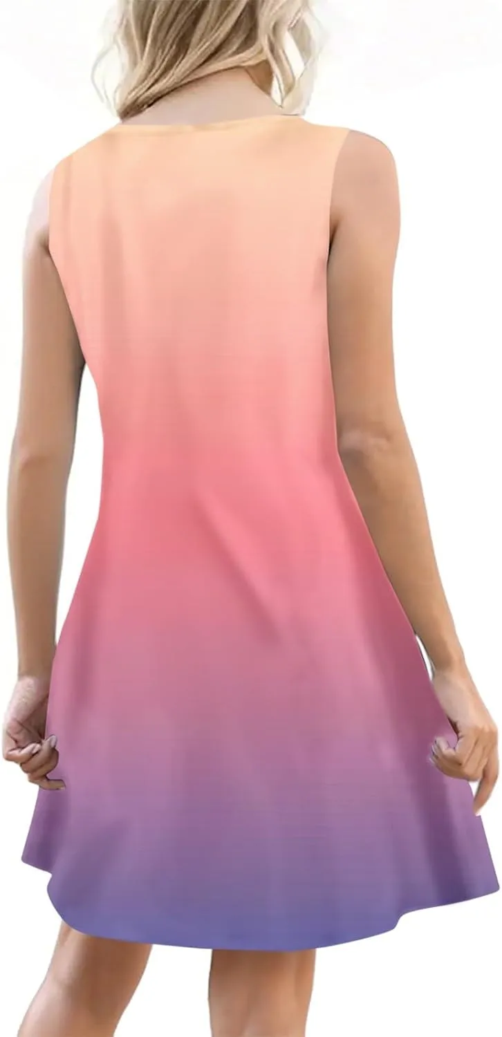 Dresses for Women 2025 Plus Size Mini Dresses Sexy Vacation Summer Clothes Sleeveless v Neck Sundress with Pockets