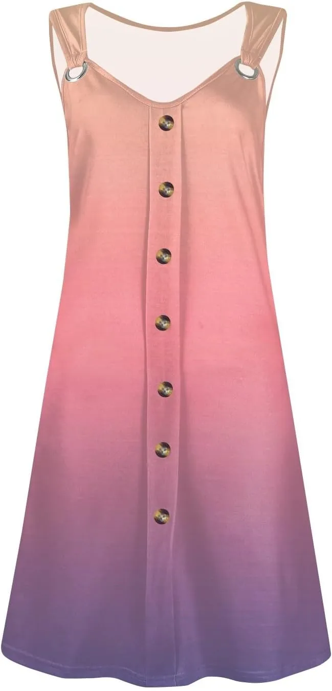 Dresses for Women 2025 Plus Size Mini Dresses Sexy Vacation Summer Clothes Sleeveless v Neck Sundress with Pockets