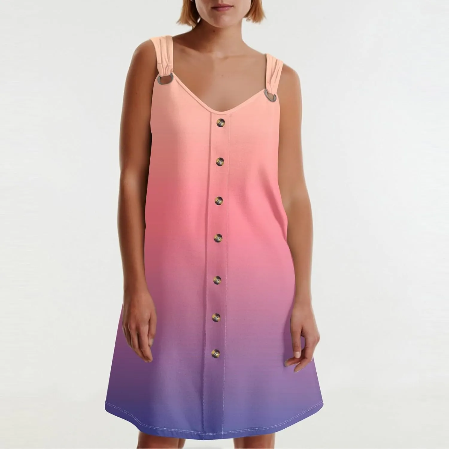 Dresses for Women 2025 Plus Size Mini Dresses Sexy Vacation Summer Clothes Sleeveless v Neck Sundress with Pockets