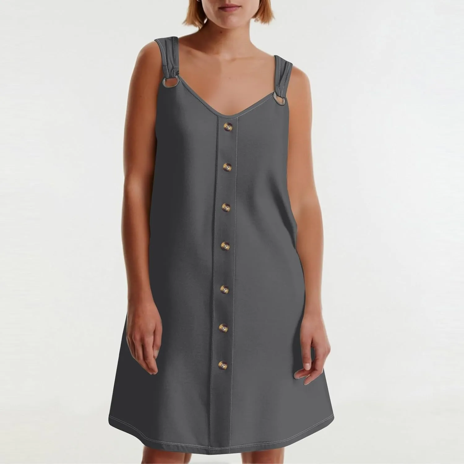 Dresses for Women 2025 Plus Size Mini Dresses Sexy Vacation Sundress with Pockets Sleeveless v Neck Summer Clothes