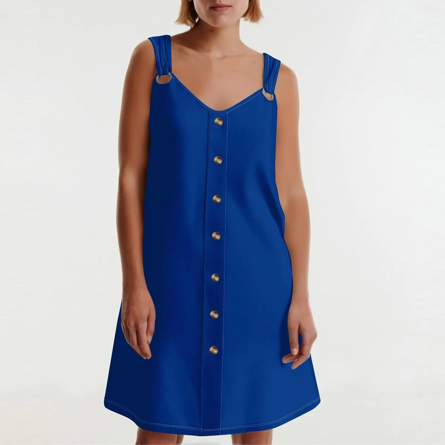 Dresses for Women 2025 Plus Size Mini Dresses Sexy Vacation Sundress with Pockets Sleeveless v Neck Summer Clothes