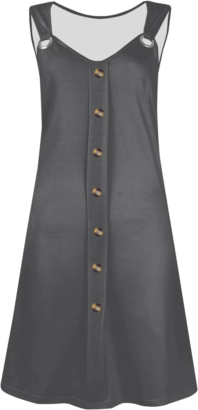 Dresses for Women 2025 Plus Size Mini Dresses Sexy Vacation Sundress with Pockets Sleeveless v Neck Summer Clothes