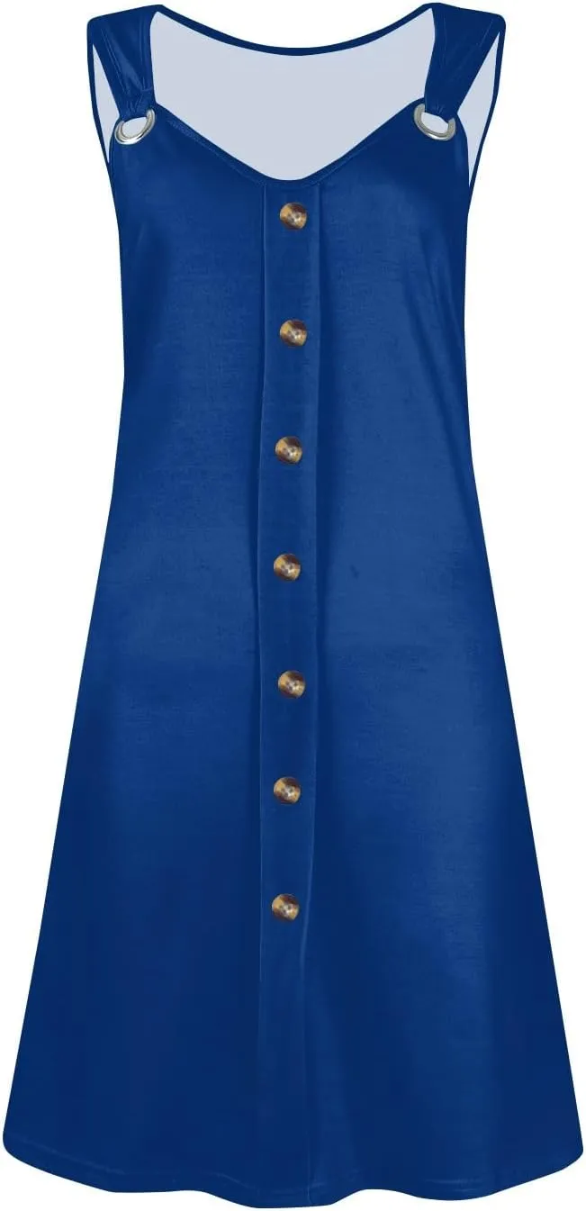 Dresses for Women 2025 Plus Size Mini Dresses Sexy Vacation Sundress with Pockets Sleeveless v Neck Summer Clothes