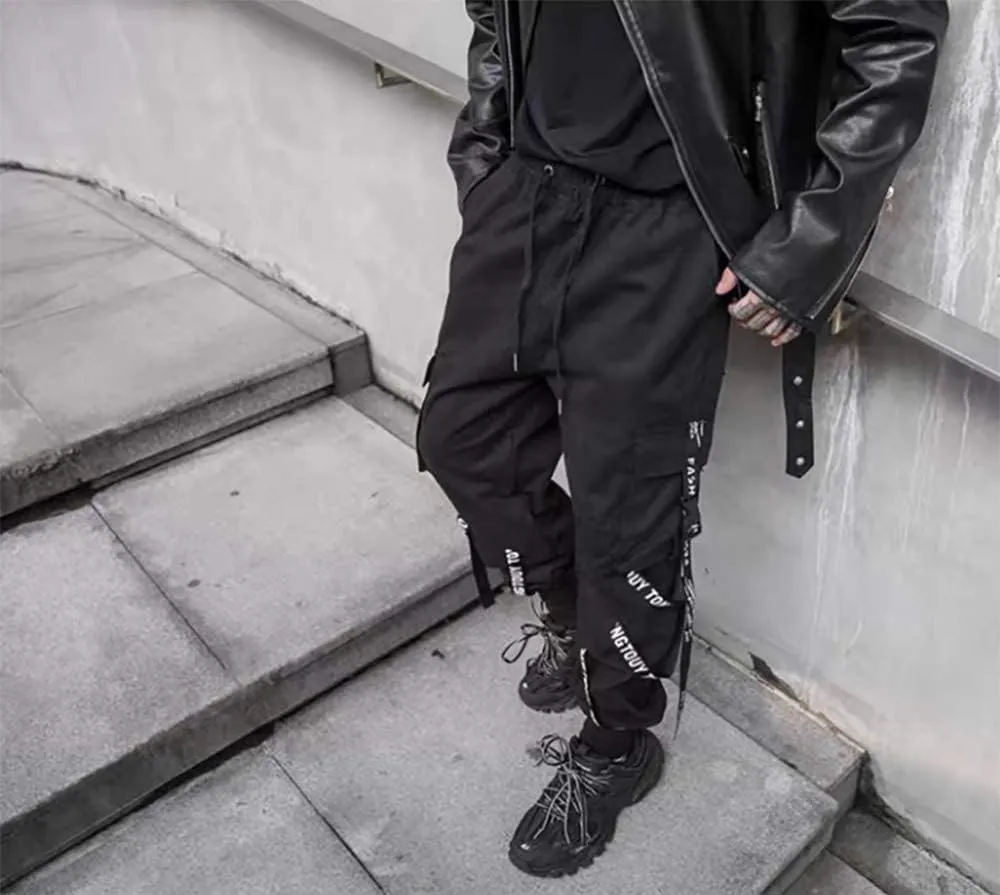 DUDHUH Cargo Pants for Men Techwear Hip Hop Harem Pants Streetwear Fashion Men’s Tactical Track Jogger Pants
