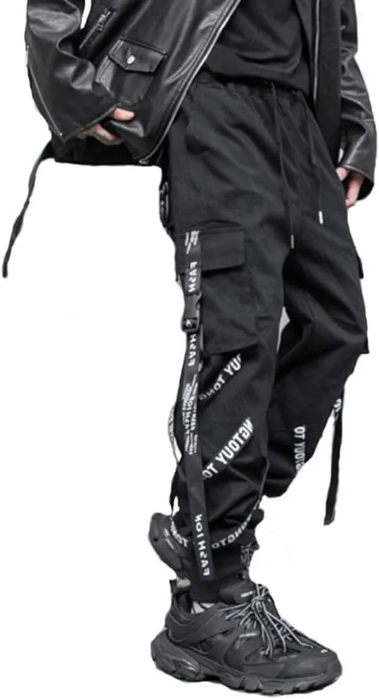 DUDHUH Cargo Pants for Men Techwear Hip Hop Harem Pants Streetwear Fashion Men’s Tactical Track Jogger Pants