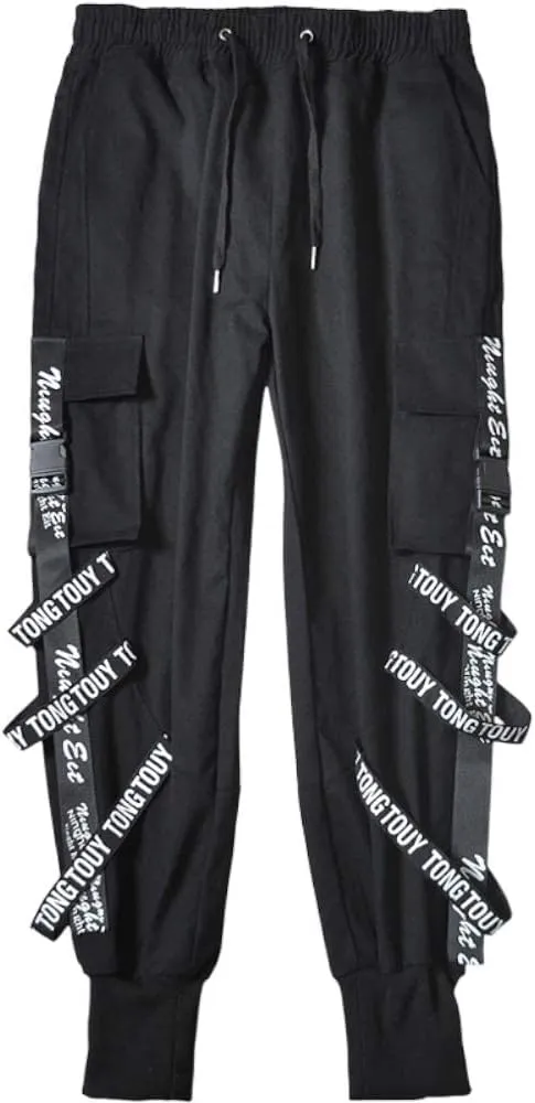 DUDHUH Cargo Pants for Men Techwear Hip Hop Harem Pants Streetwear Fashion Men’s Tactical Track Jogger Pants
