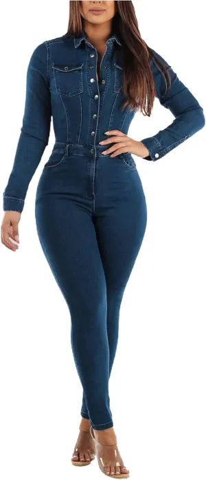 ECDAHICC Womens Sexy Short Sleeve Night Club Denim Jumpsuits Rompers Mini Shorts One Piece Stretchy Rompers with Pocket
