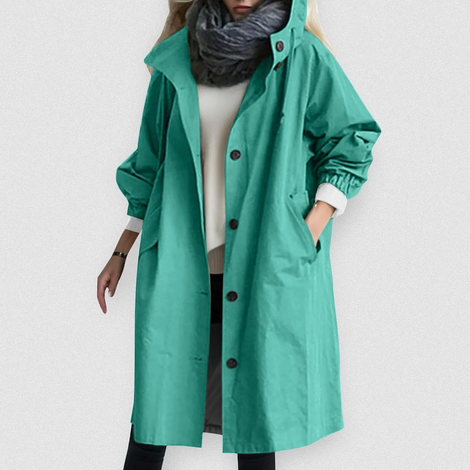 Eduavar Jackets for Women Casual Dressy Windbreaker Trench Coat Women Oversized Long Sleeve Button Down Jackets with Pockets