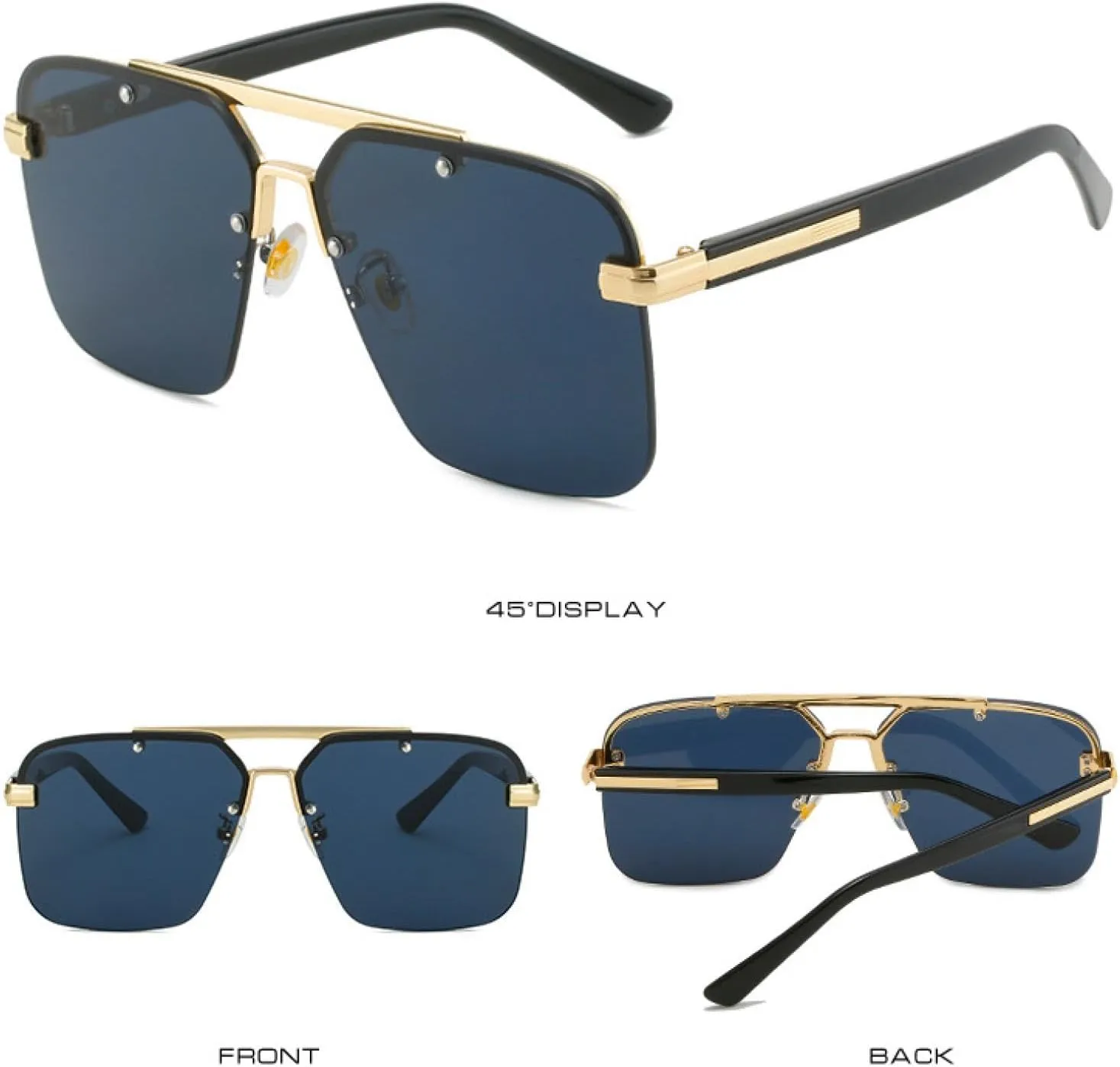 Fashion Sunglasses Women Men Vintage Luxury Double Bridge Shades Outdoors Driving Eyeglasses Uv400