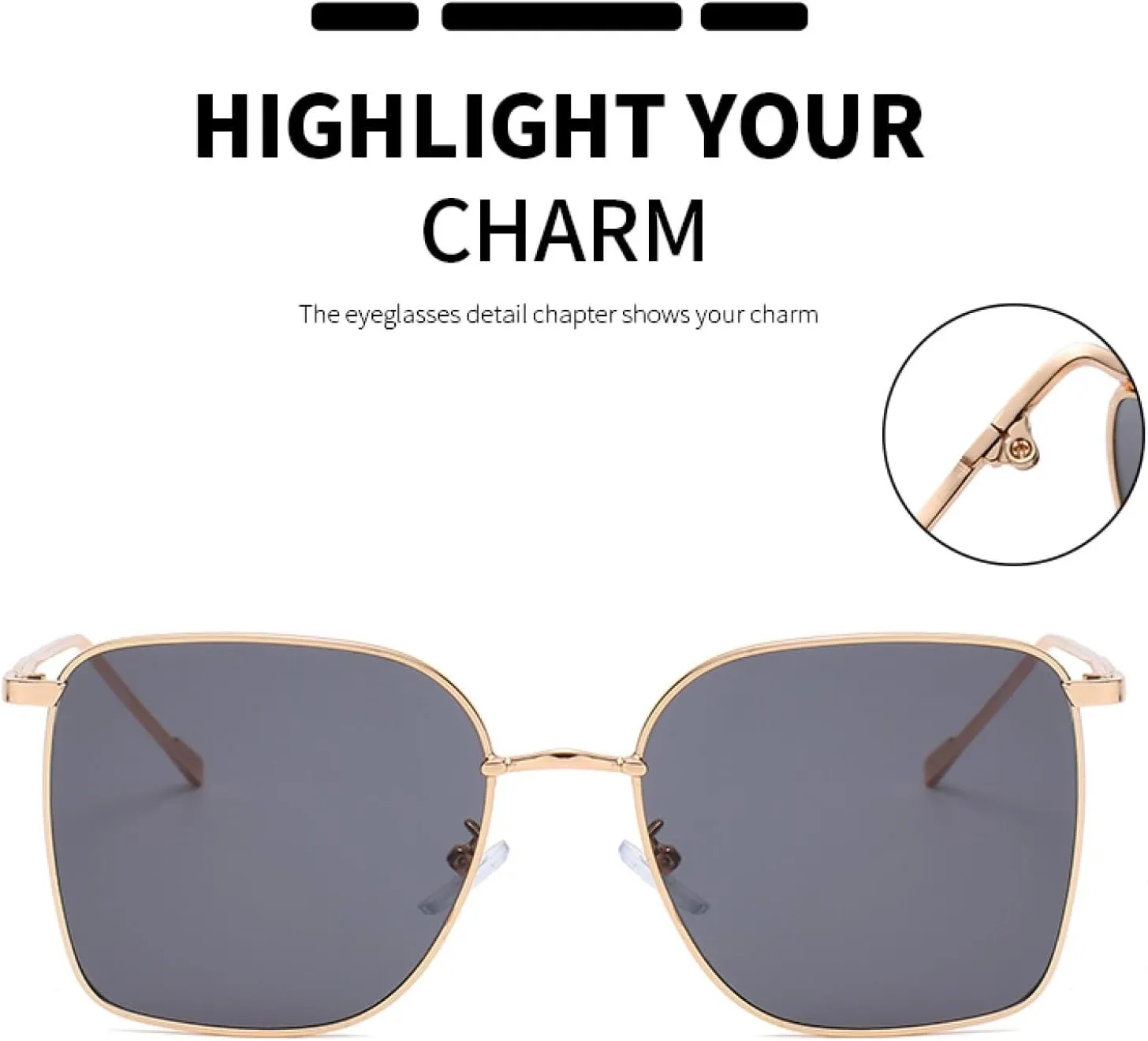 Fashion Sunglasses Women Vintage Sun Glasses Metal Luxury Large Black Shades Uv400