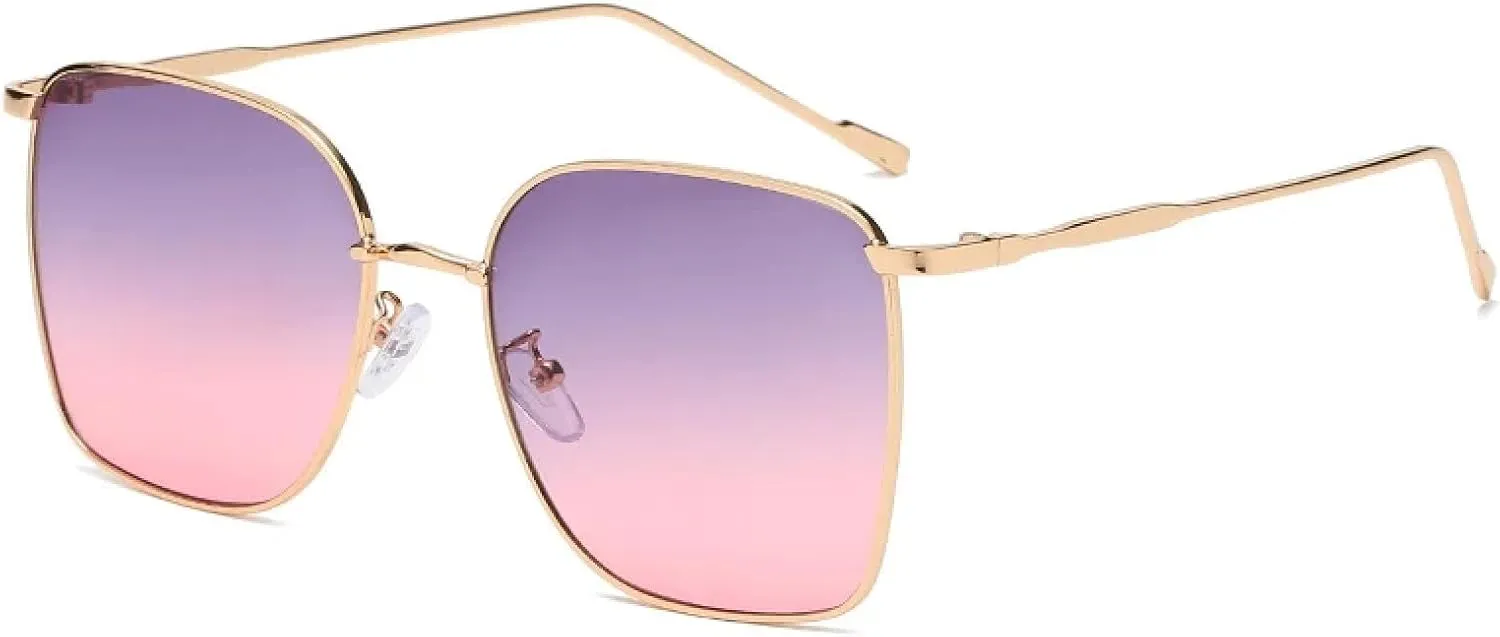 Fashion Sunglasses Women Vintage Sun Glasses Metal Luxury Large Black Shades Uv400