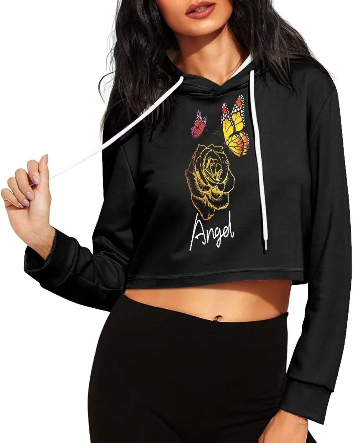 Flashideas Women's Cropped Hoodies Oversized Crop Tops for Women Polyester Fibre