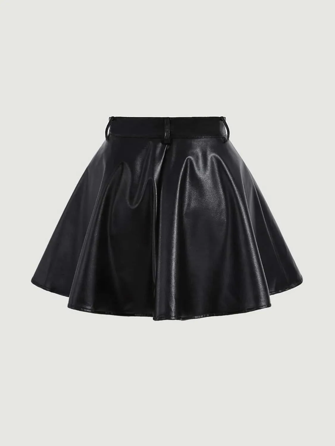 Floerns Women's Pu Leather Pleated Mini Skirts Party Flared Skater Skirt
