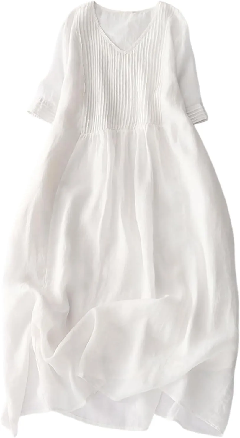 Flowy Dresses for Women,Short Sleeve Tshirt Dress Casual Crew Neck Beach Vacation Dress Summer Long Maxi Sundresses