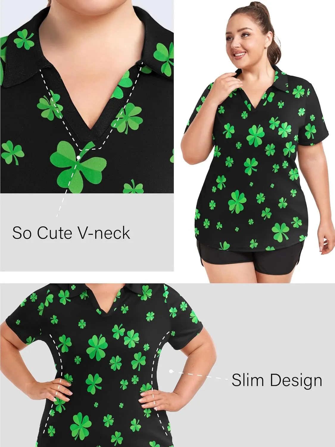 FOREYOND Plus Size Polo Shirts for Women Golf Shirts Moisture Wicking Short Sleeve Shirts Athletic Workout Tops 1XL-5XL