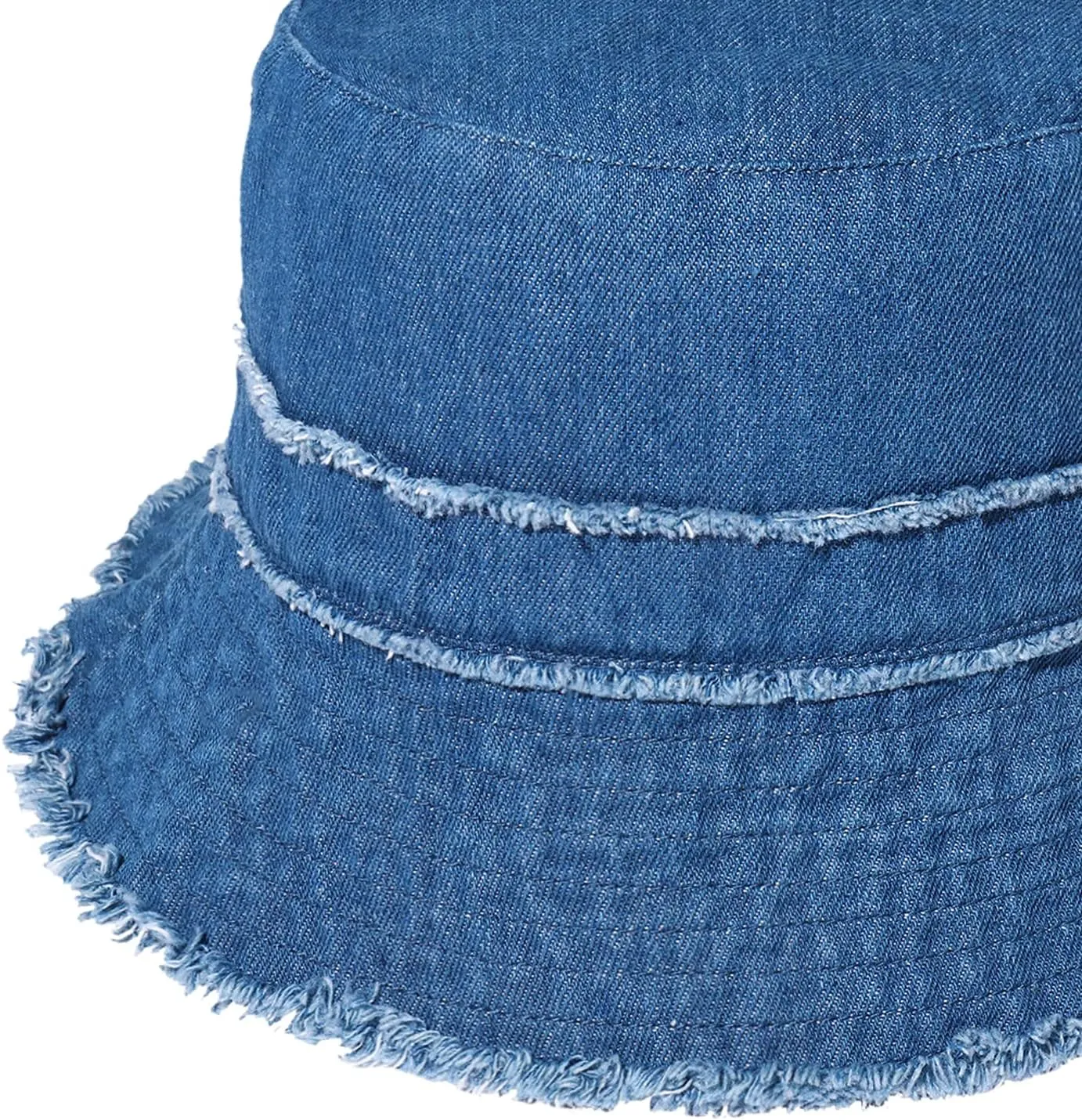 Frayed Bucket Hats Beach Sun Hats for Women Foldable Wide Brim Cotton Hats Outdoor Summer Beach Headwear