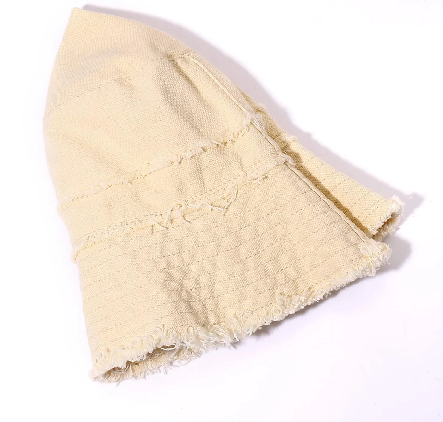 Frayed Bucket Hats Beach Sun Hats for Women Foldable Wide Brim Cotton Hats Outdoor Summer Beach Headwear