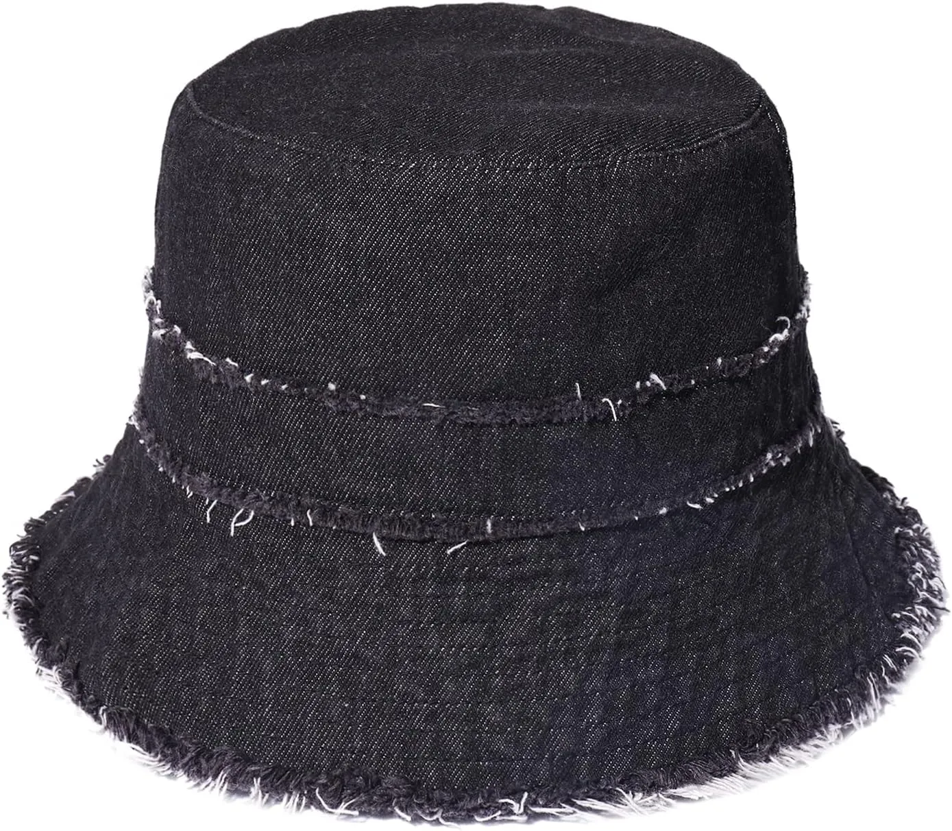 Frayed Bucket Hats Beach Sun Hats for Women Foldable Wide Brim Cotton Hats Outdoor Summer Beach Headwear