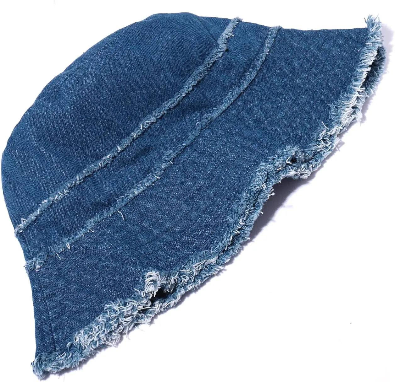 Frayed Bucket Hats Beach Sun Hats for Women Foldable Wide Brim Cotton Hats Outdoor Summer Beach Headwear