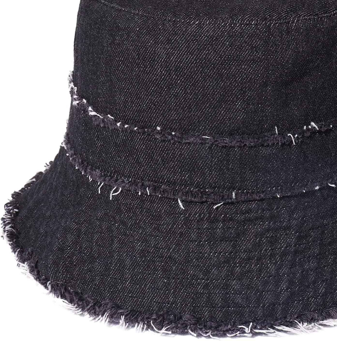 Frayed Bucket Hats Beach Sun Hats for Women Foldable Wide Brim Cotton Hats Outdoor Summer Beach Headwear