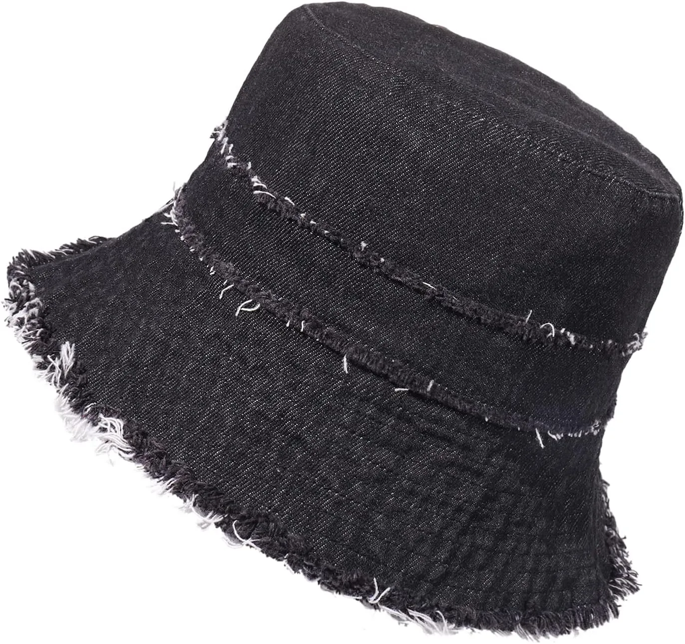 Frayed Bucket Hats Beach Sun Hats for Women Foldable Wide Brim Cotton Hats Outdoor Summer Beach Headwear