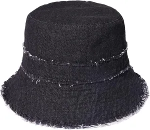 Frayed Bucket Hats Beach Sun Hats for Women Foldable Wide Brim Cotton Hats Outdoor Summer Beach Headwear
