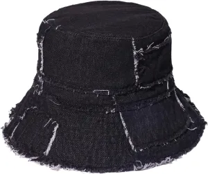 Frayed Bucket Hats Beach Sun Hats for Women Foldable Wide Brim Cotton Hats Outdoor Summer Beach Headwear