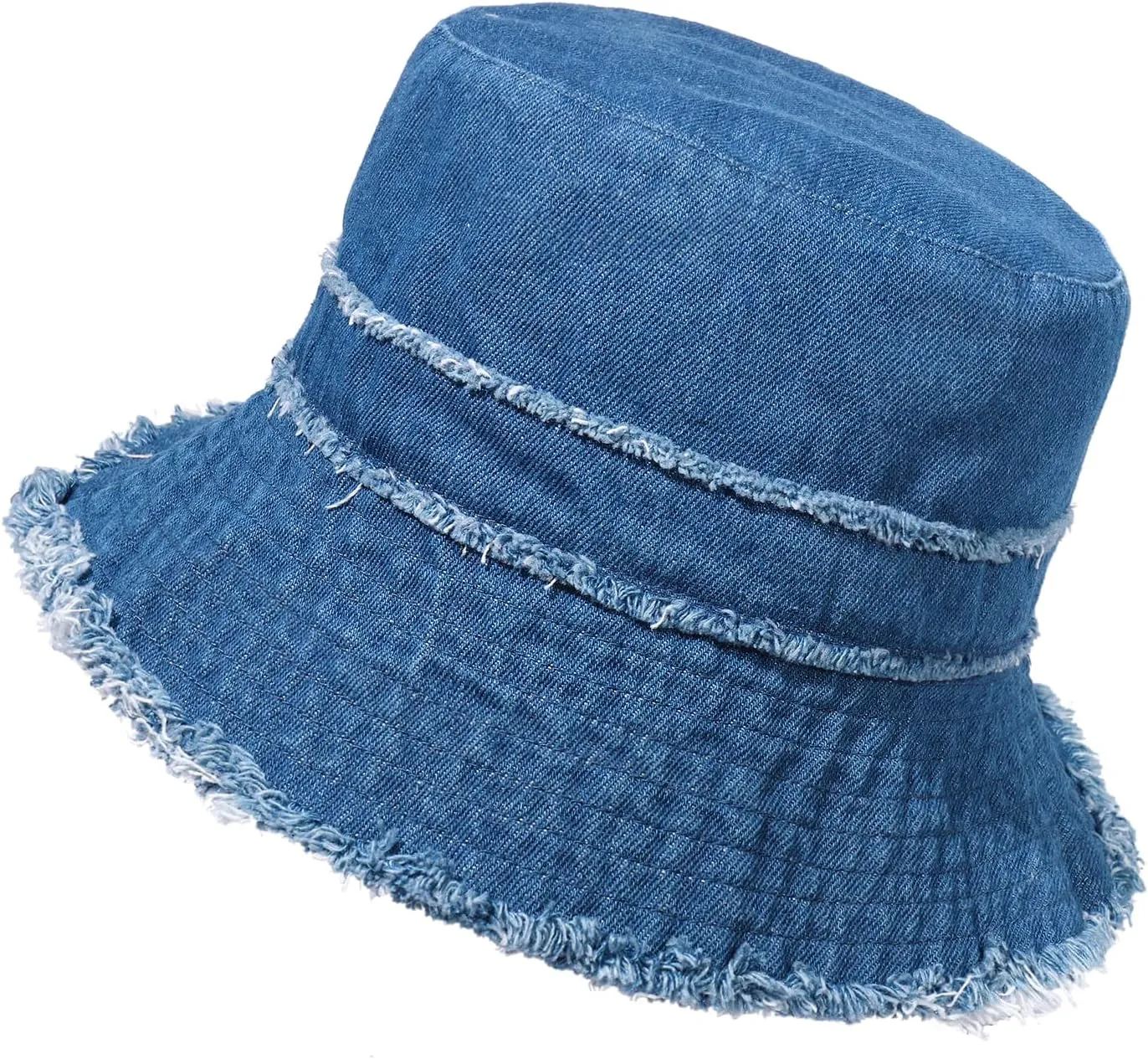 Frayed Bucket Hats Beach Sun Hats for Women Foldable Wide Brim Cotton Hats Outdoor Summer Beach Headwear
