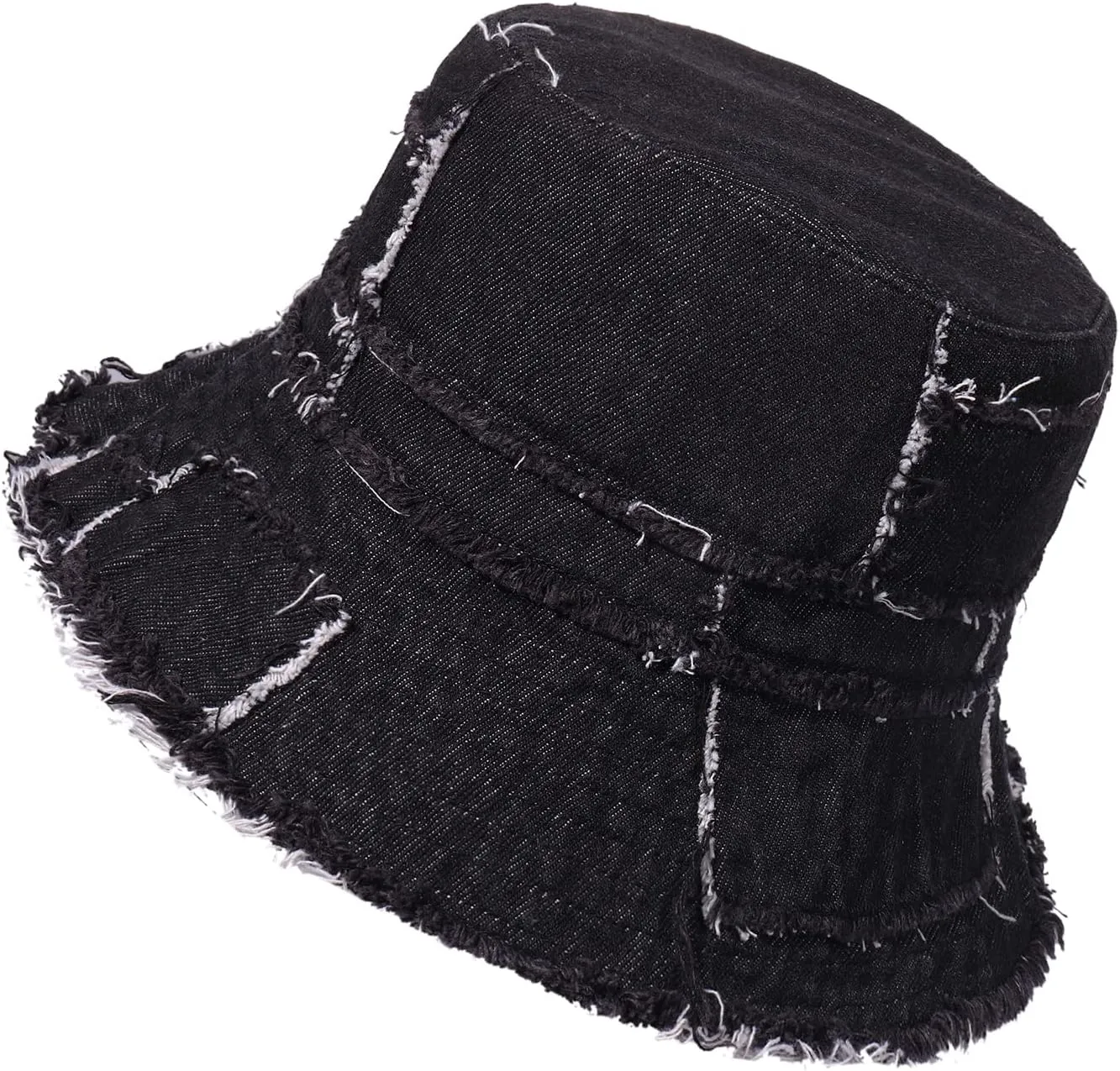 Frayed Bucket Hats Beach Sun Hats for Women Foldable Wide Brim Cotton Hats Outdoor Summer Beach Headwear